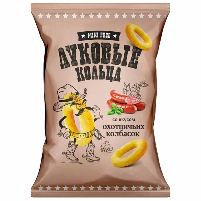 Кольца луковые MiniFree вкус охотничьи колбаски 45гр м/у