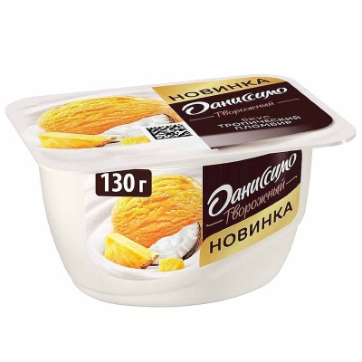 Десерт творожный Даниссимо тропический пломбир 5,8%130гр пэт