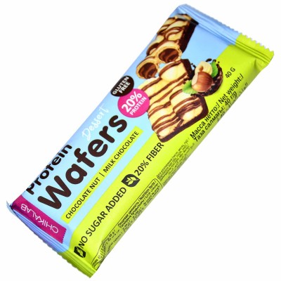 Батончик глазированный Chikalab Protein Wafers шоколадно-ореховый 40гр м/у