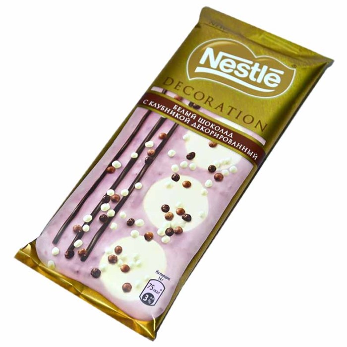 Шоколад Nestle Decoration Белый с клубникой декорированный 85гр м/у