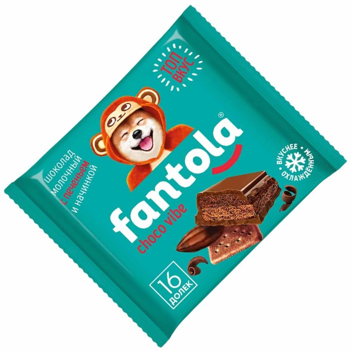 Шоколад Fantola молочный начинка пирог/печенье 66гр