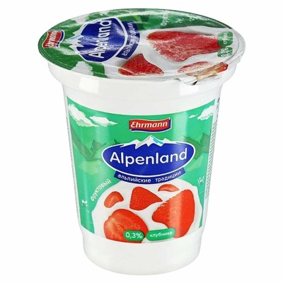 Йогурт Alpenland Клубника 0,3% 320гр пэт