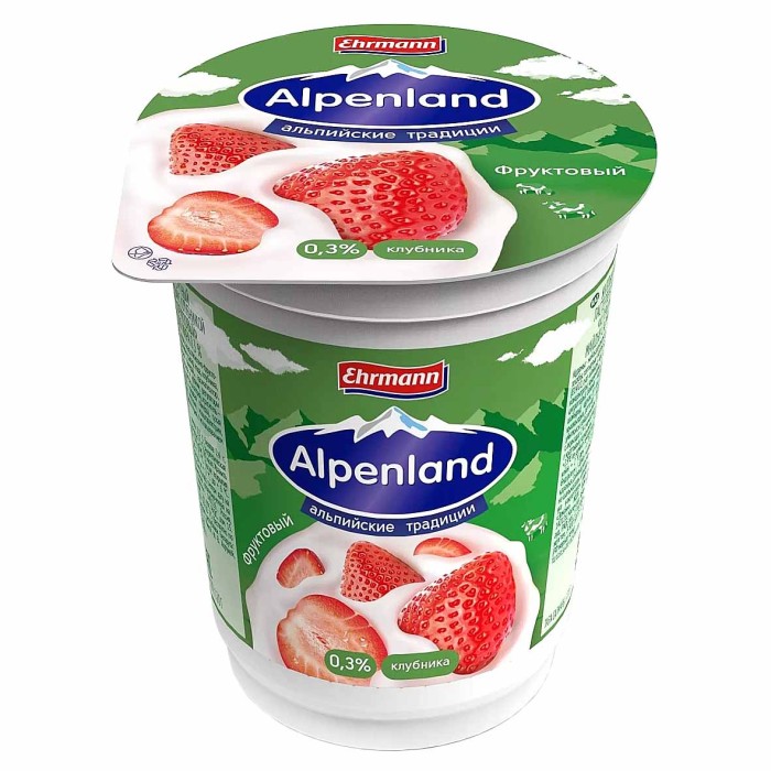 Йогурт Alpenland Клубника 0,3% 320гр пэт