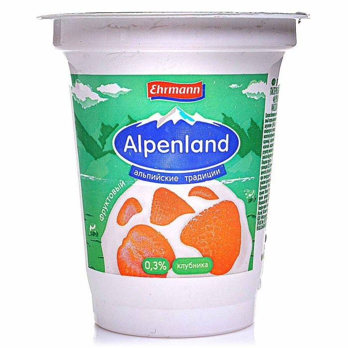 Йогурт Alpenland Клубника 0,3% 320гр пэт
