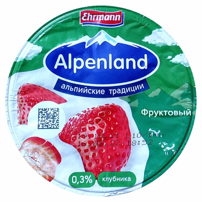 Йогурт Alpenland Клубника 0,3% 320гр пэт