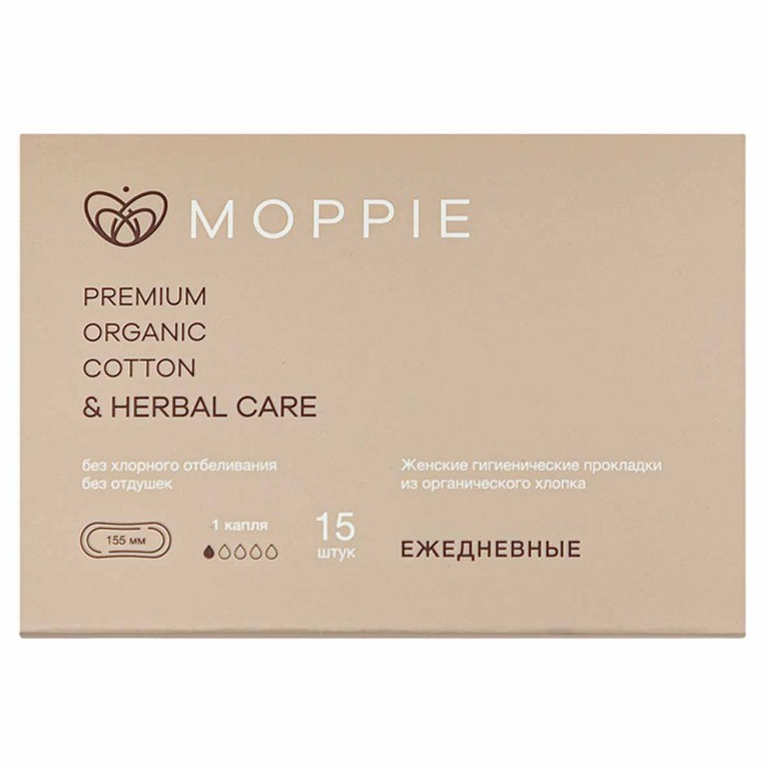 Прокладки ежедневные Moppie Herbal Care с профилактирующей полоской 15шт к/у