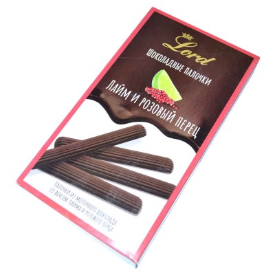 Палочки шоколадные Lord лайм и розовый перец 80гр к/у