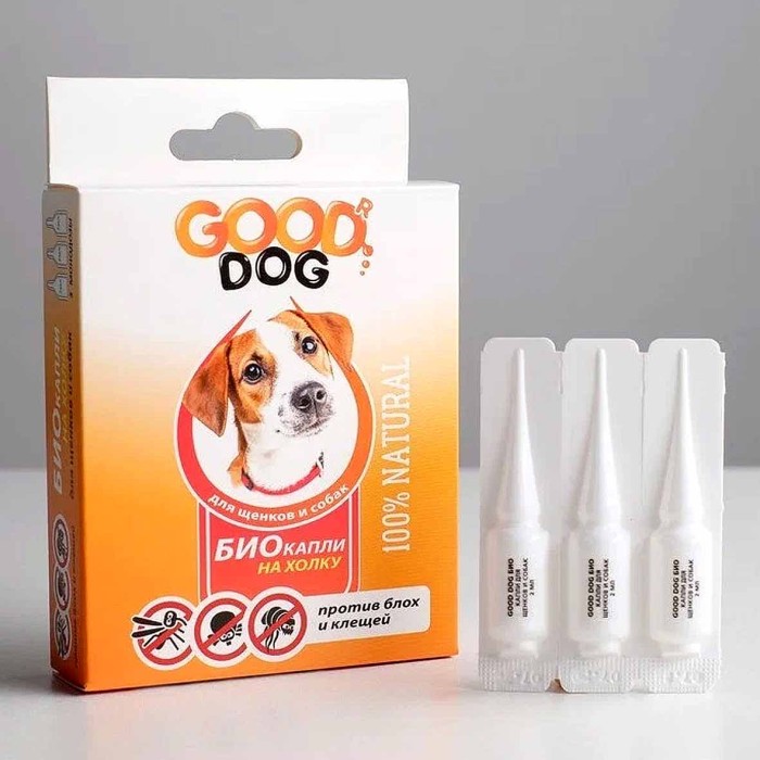 Капли Good Dog Антипаразитарные Био для щенков и собак от блох и клещей 2мл