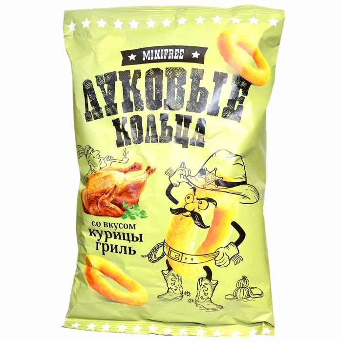 Кольца луковые MiniFree вкус курица гриль 45гр м/у