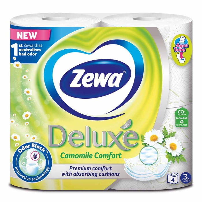 Бумага туалетная Zewa Deluxe Camomile 3сл 4рул м/у