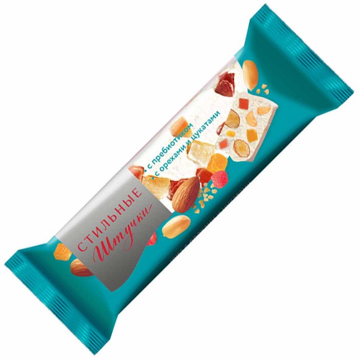 Конфета Стильные штучки Нуга с орехами и цукатами 60гр м/у