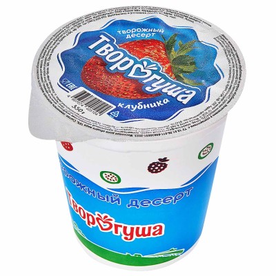 Десерт творожный Творогуша со вкусом клубники 16% 350гр стакан