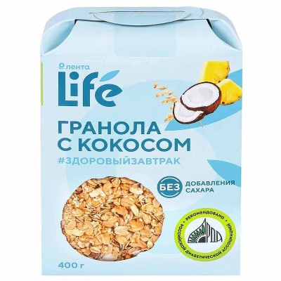 Гранола Лента Life с кокосом 400гр м/у