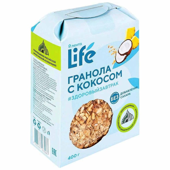 Гранола Лента Life с кокосом 400гр м/у