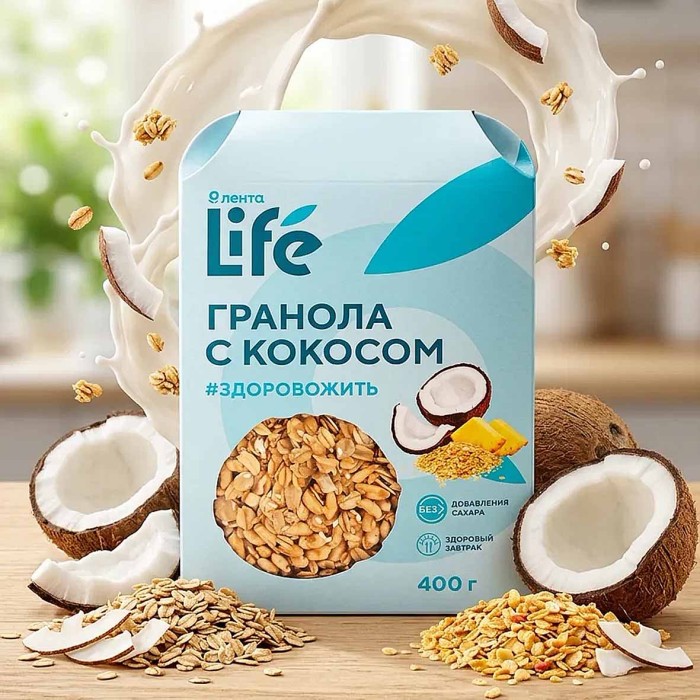 Гранола Лента Life с кокосом 400гр м/у