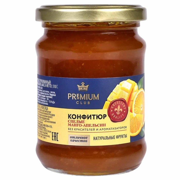 Конфитюр Premium club манго-апельсин 310гр