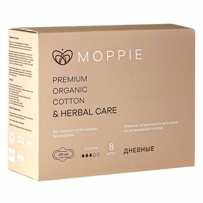 Прокладки Moppie Herbal Care с профилактирующей полоской 8шт к/у