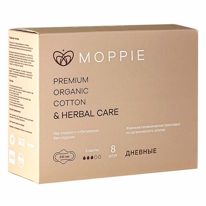 Прокладки Moppie Herbal Care с профилактирующей полоской 8шт к/у