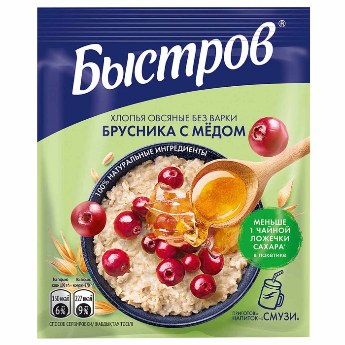 Каша овсяная Быстров Брусника-мед 40гр м/у