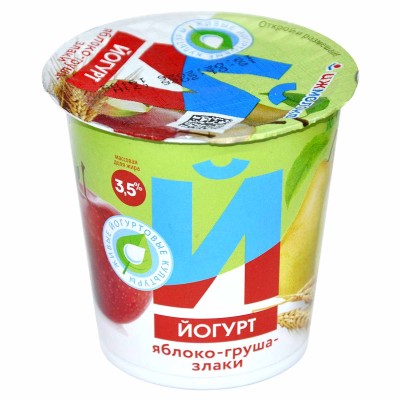 Йогурт Ижмолоко Яблоко-Груша-Злаки 3,5% 150гр пэт