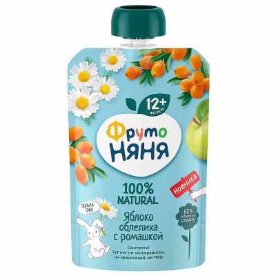 Пюре ФрутоНяня яблоко-облепиха-ромашка 90гр пауч