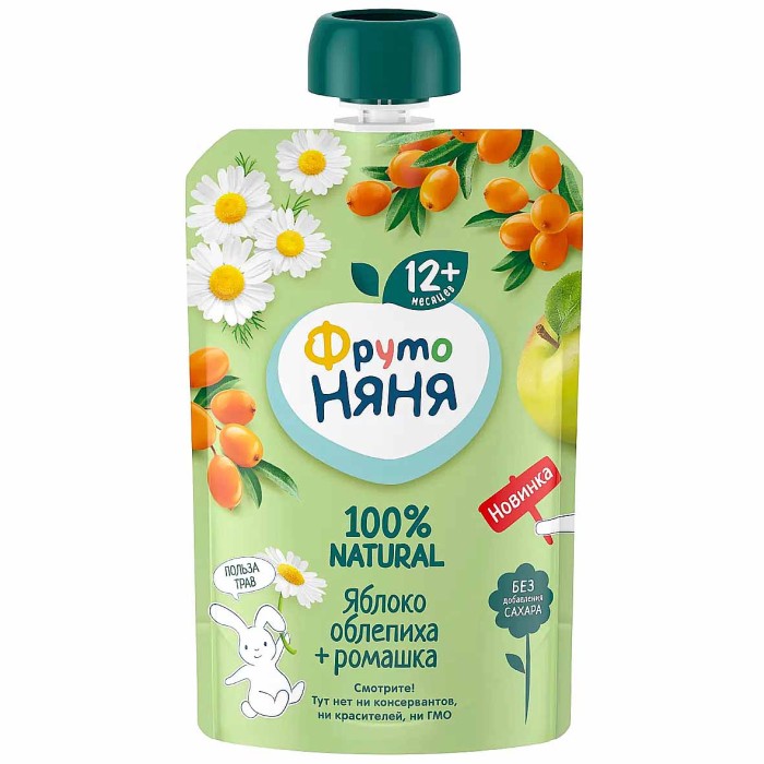 Пюре ФрутоНяня яблоко-облепиха-ромашка 90гр пауч