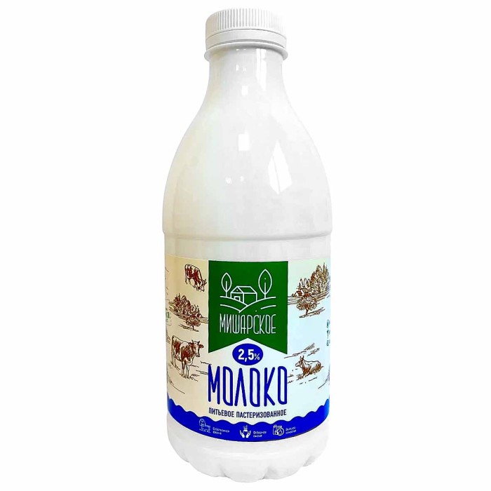 Молоко Мишарское пастеризованное 2,5%  0,9л пэт