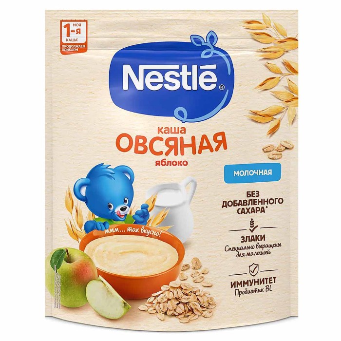 Каша Nestle овсяная молочная яблоко с 5мес 200гр д/п