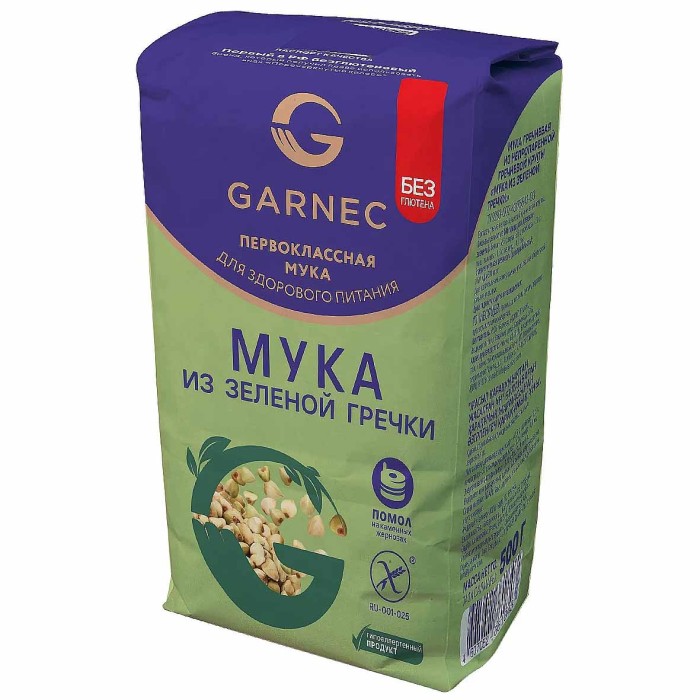 Мука Garnec из зеленой гречки без глютена 500гр м/у