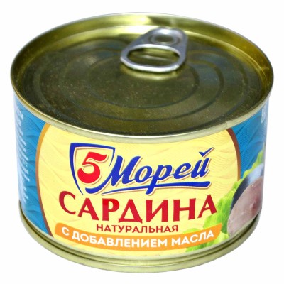 Сардина 5 Морей иваси в масле 250гр ж/б