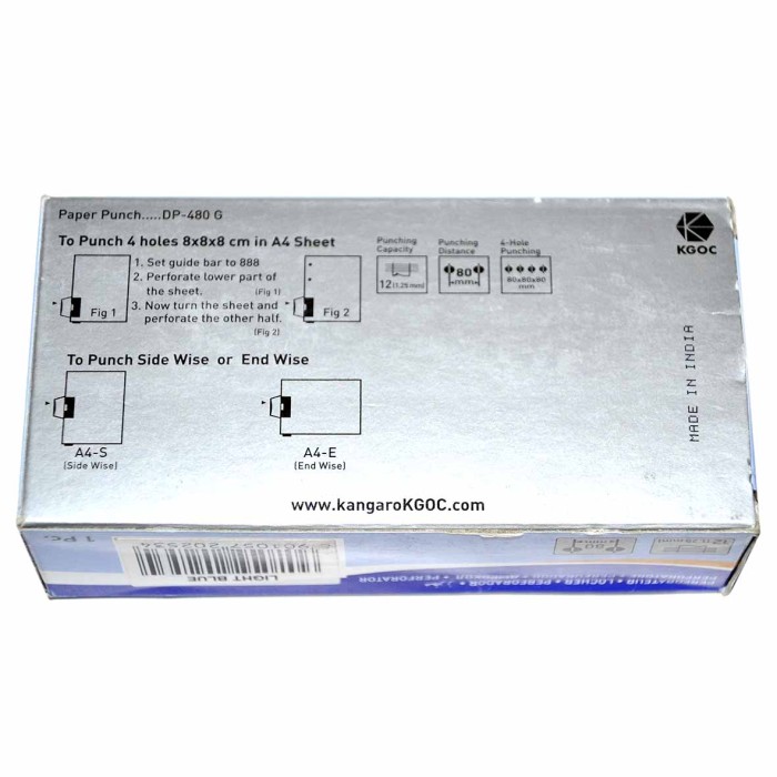 Дырокол Kangaro металлический на 12л с планкой артDP-480