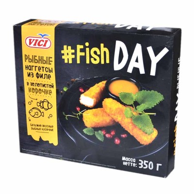 Наггетсы рыбные Vici Fish day в золотистой корочке 350гр к/у