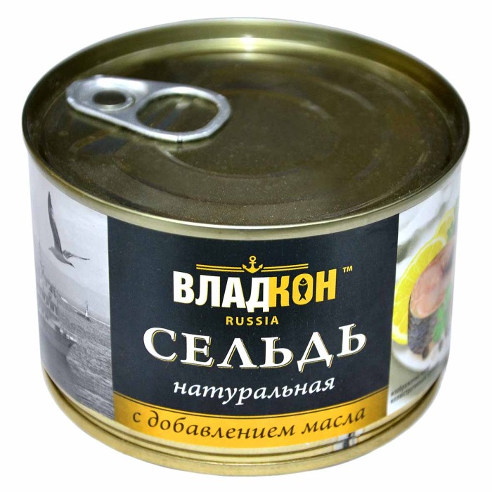 Сельдь Владкон натур с добавлением масла 250гр ж/б ключ