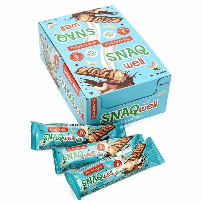Батончик вафельный Snaq Fabriq глаз с молочно-ореховой пастой 20гр м/у
