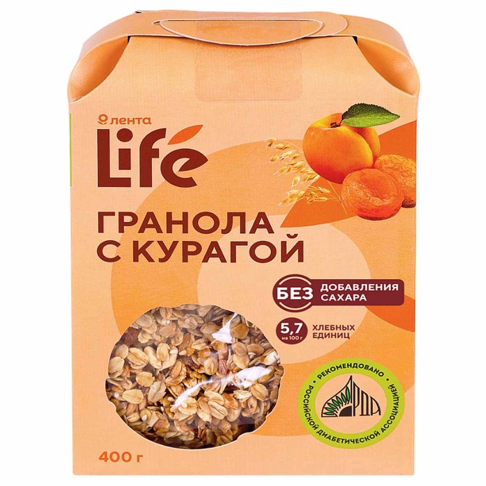 Гранола Лента Life с курагой 400гр м/у