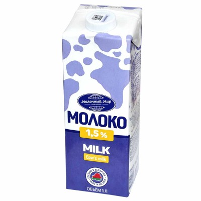 Молоко МолМир стерилизованное 1.5% 1л т/п