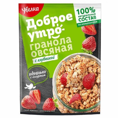 Гранола овсяная Увелка с клубникой 40гр д/п