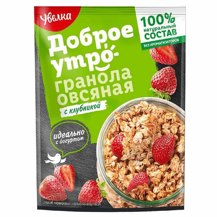 Гранола овсяная Увелка с клубникой 40гр д/п