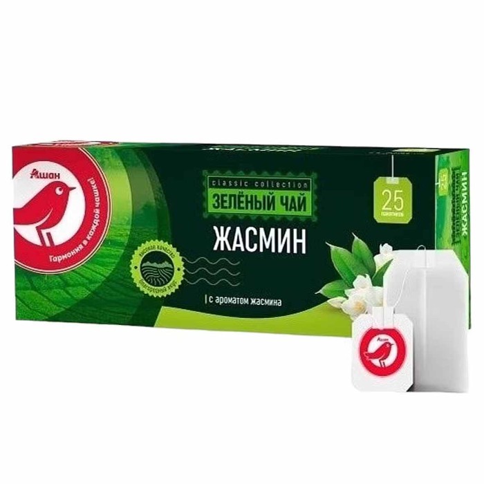 Чай зеленый Ашан жасмин 25*2гр к/у