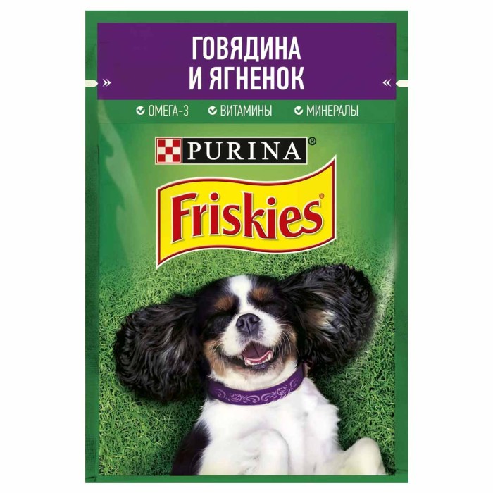 Корм для собак Friskies говядина-ягненок 85гр пауч
