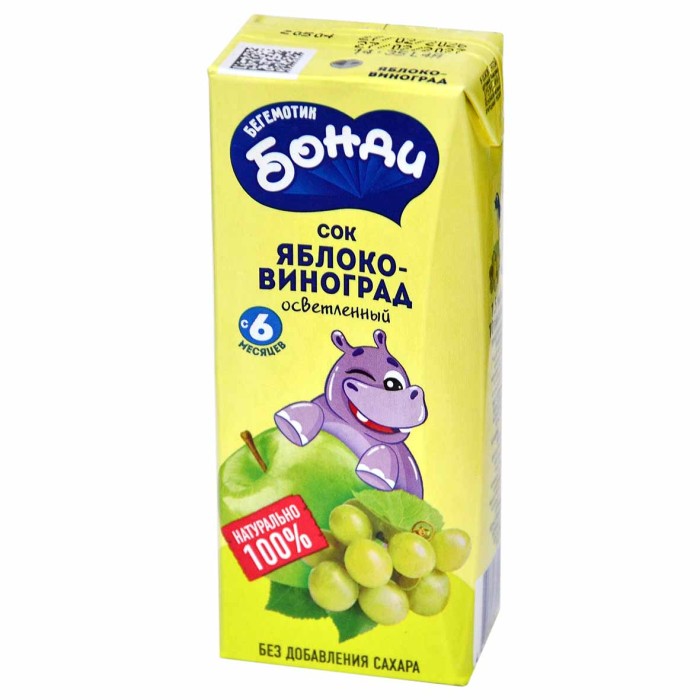 Сок Бонди яблоко-виноград 0.2л т/п