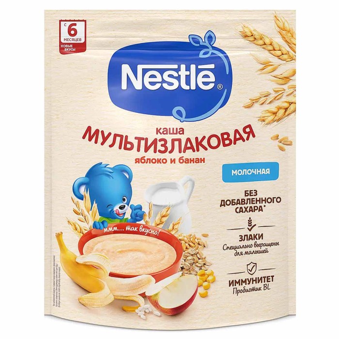 Каша Nestle мультизлаковая молочная яблоко и банан с 6мес 200гр д/п
