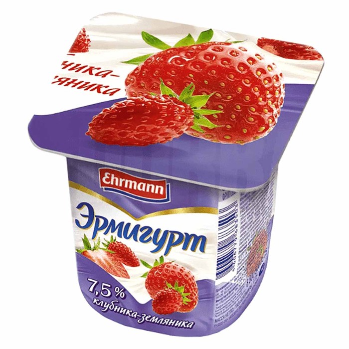 Йогурт Эрмигурт клубника-земляника 7,5% 100гр пэт