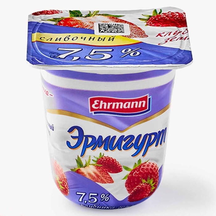 Йогурт Эрмигурт клубника-земляника 7,5% 100гр пэт