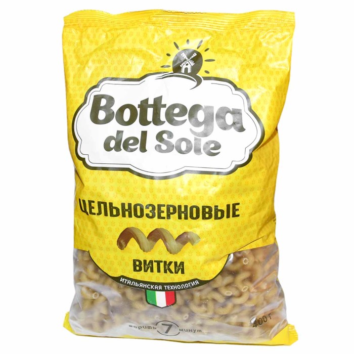 Макароны Bottega del Sole цельнозерновые витки 400гр м/у