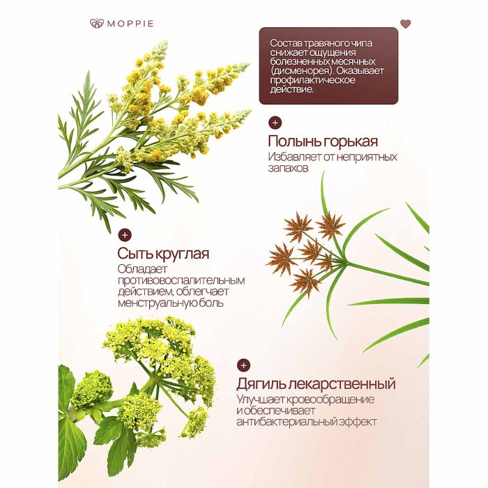 Прокладки Moppie Herbal Care с профилактирующей полоской 6шт к/у