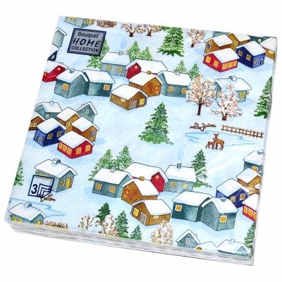 Салфетки бумажные Art Bouquet новогодний декор в ассортименте трехслойные 33*33см 20шт