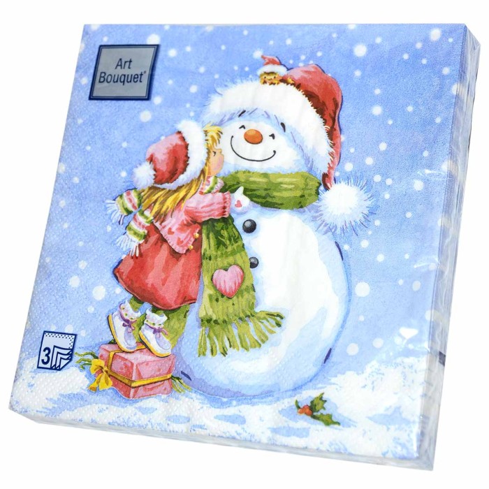 Салфетки бумажные Art Bouquet новогодний декор в ассортименте трехслойные 33*33см 20шт