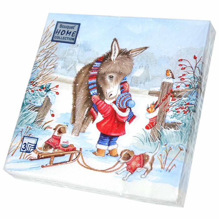 Салфетки бумажные Art Bouquet новогодний декор в ассортименте трехслойные 33*33см 20шт