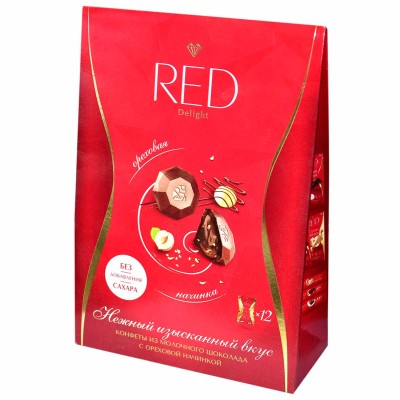Конфеты Red Delight молочный шоколад с ореховой начинкой 132гр к/у